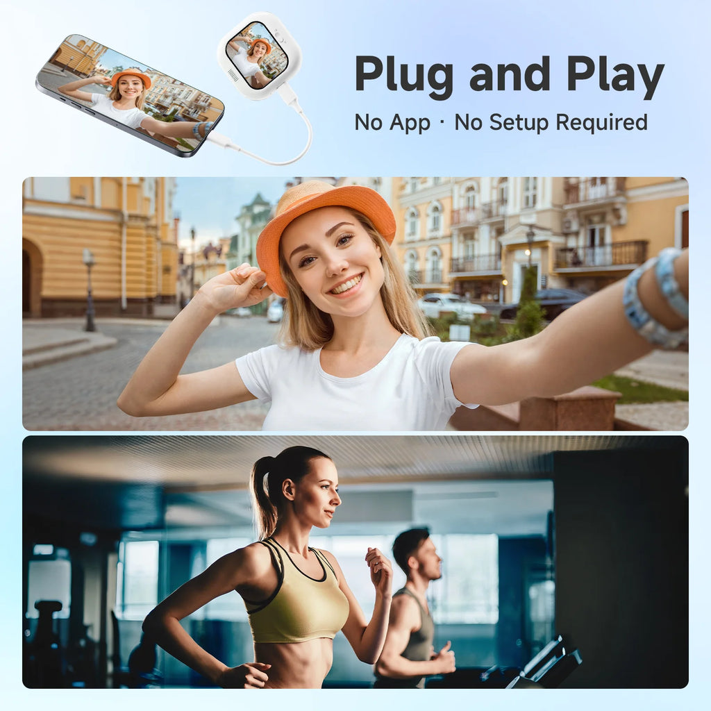 Mini Phone Vlog Selfie Monitor, used for selfies/vlog videos, compatible with iPhone rear camera selfie screen